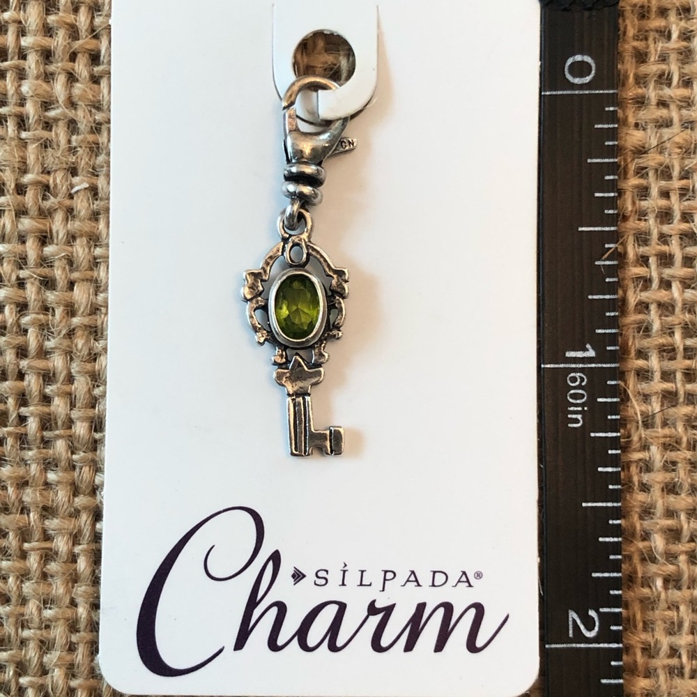 Silpada Sterling You Hold the Key Green Gem Charm